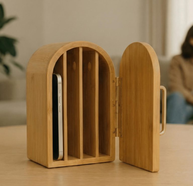 De Family First Box, een houten doos voor telefoons